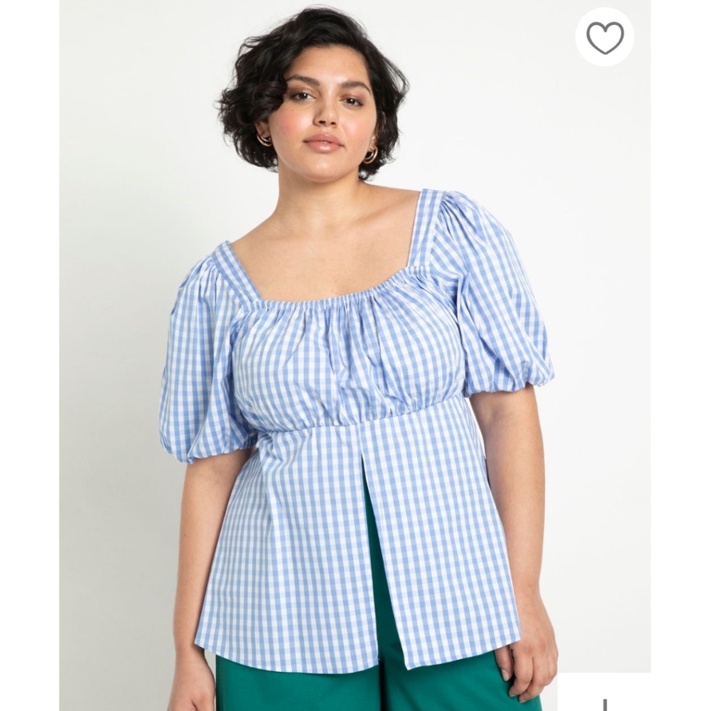 NWOT Eloquii Gingham Split Top size 20